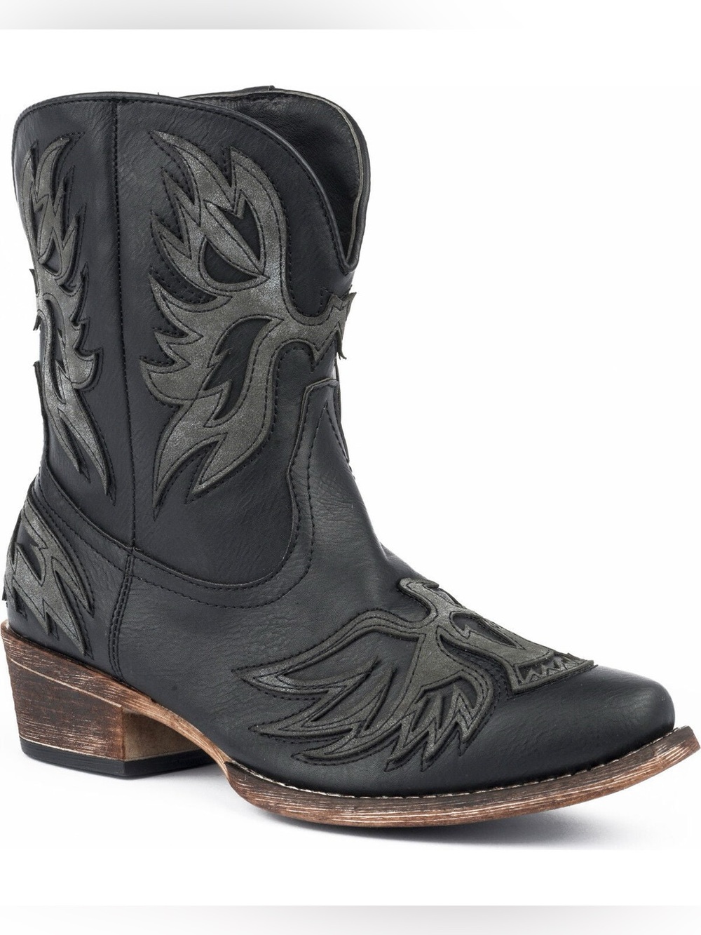 Roper | Amelia Eagle Overlay Western Boots | Snip Toe | Black | Size 6